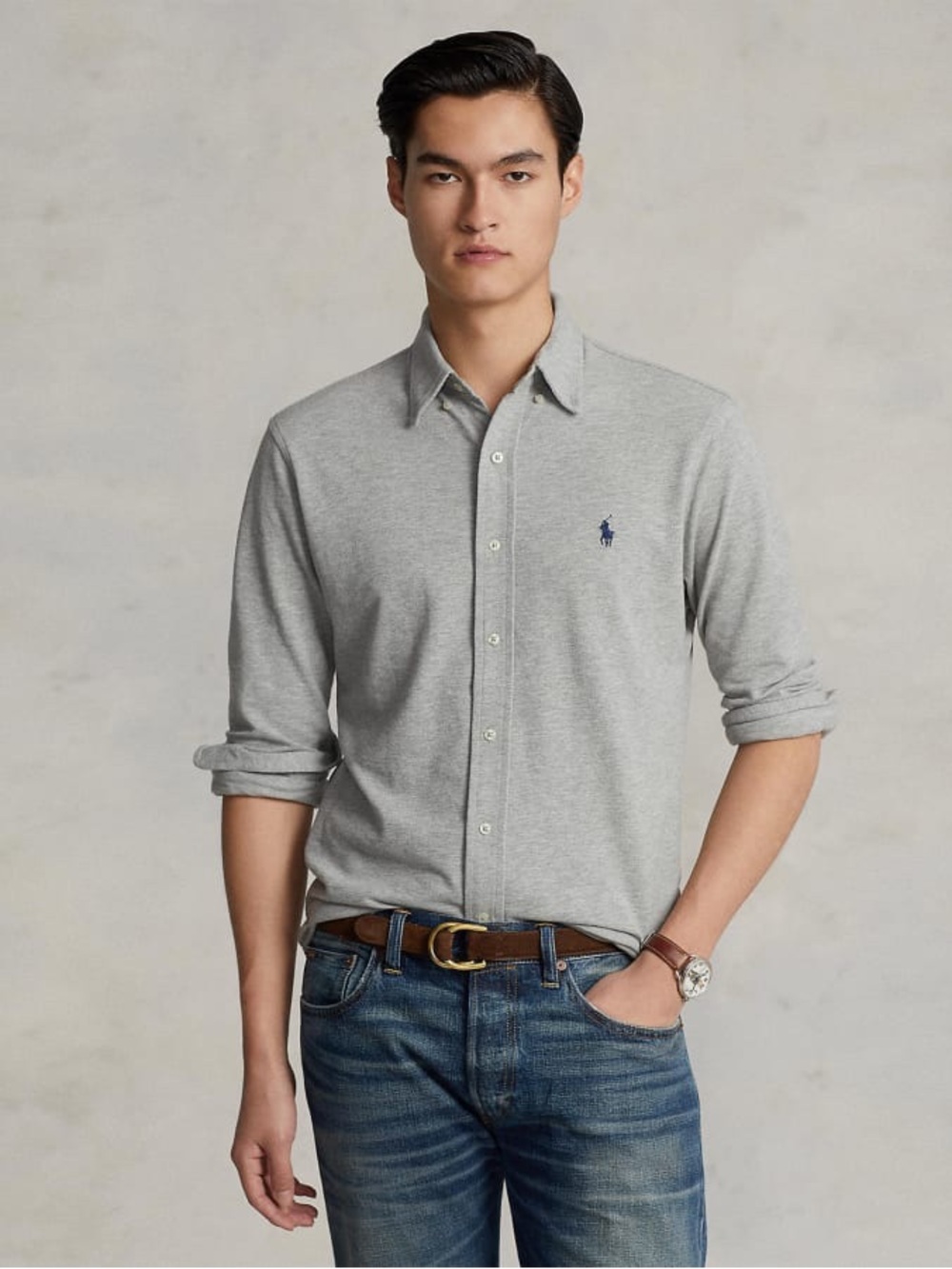 Polo by Ralph Lauren Light Gray Long-Sleeve Button-Down Shirt
